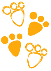 Orange Cat Paw Prints Pattern, cat foot prints, cute kitten paw prints, animal paw prints