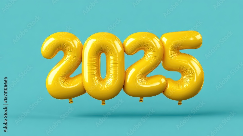 Poster shiny foil balloons in the shape of with soft background copy space