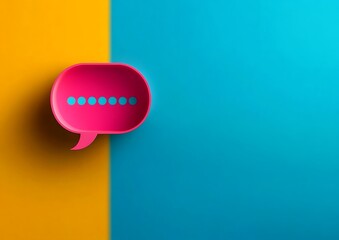 Vibrant Yellow Speech Bubble on a Teal Background - Modern Geometric Design 
