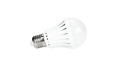 Modern LED light bulb representing idea, innovation, and energy saving technology. A concept for solution, power, and eco-friendly electricity. isolated on white background with clipping path.