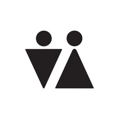Minimal male and female restroom icons black silhouette vector illustration
