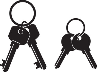 Classic silhouette of two antique skeleton keys for security and access