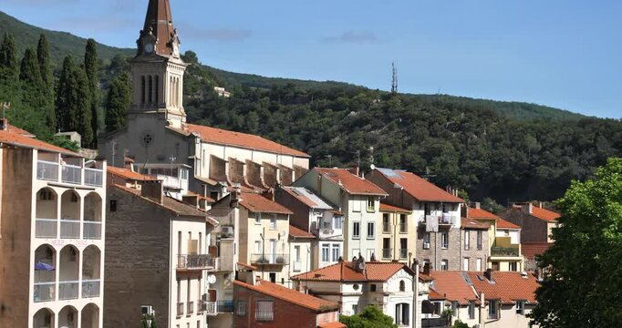 Amelie les Bains,  Pyrenees Orientales,Occitania, France.  The church Saint Quentin.