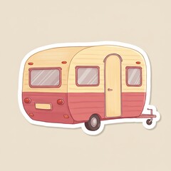 Vintage Red Camper Trailer Drawing