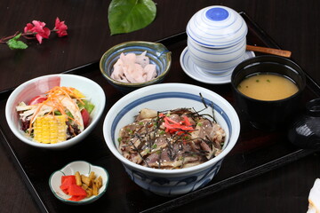 food, japanese cuisine, delicious, grilled beef bowl