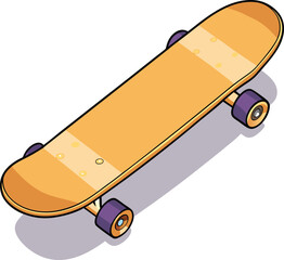 Isometric Illustration of a Yellow Skateboard