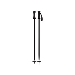 Ski poles silhouette vector flat illustration design On White Back ground