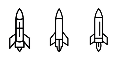 missile outline or line icon design bundle.