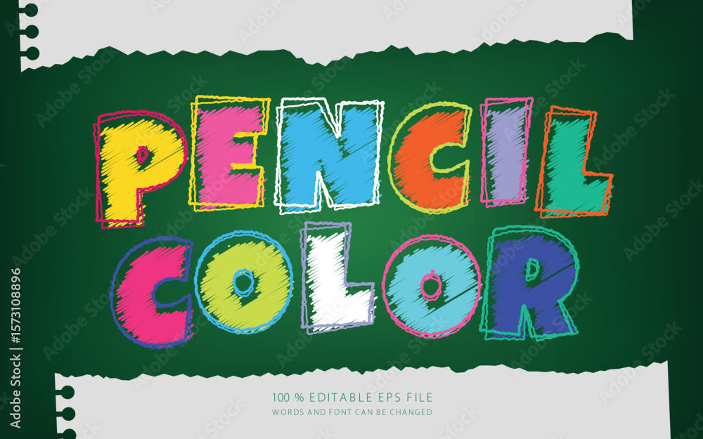 Poster pencil color 3d editable text style effect