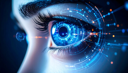 Futuristic Eye Close Up with Digital Overlay