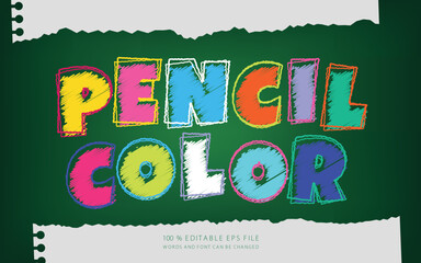 Pencil Color 3D Editable text style effect