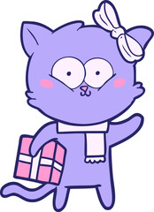 cartoon cat in bright neon color