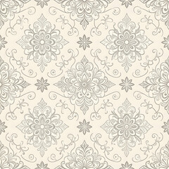 Delicate Floral Pattern with Intricate Swirls and Subtle Color Palette