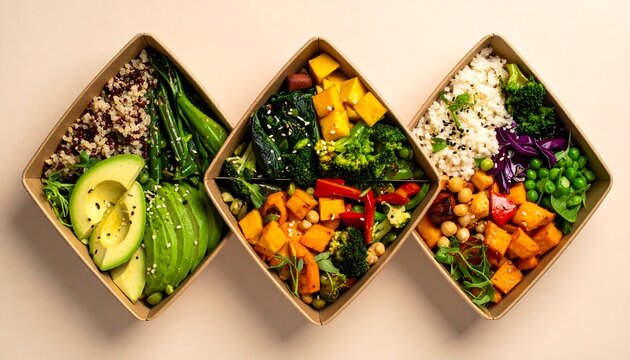 Vibrant Grain Bowl with Triangular Layout