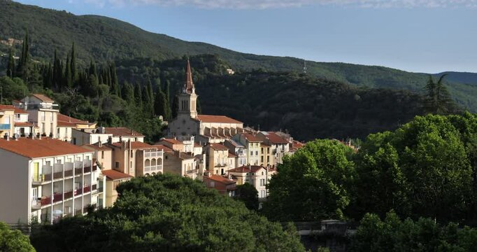Amelie les Bains,  Pyrenees Orientales,Occitania, France.  The church Saint Quentin.