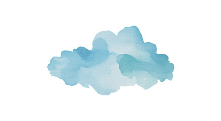 Watercolor blue cloud isolated on a white background