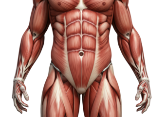 Isolated Anatomical Muscular Torso Exposing Defined Muscle Fibers