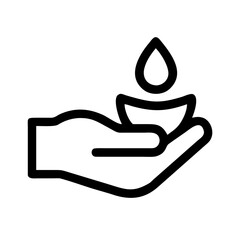 Hand Holding a Small Bowl with a Single Drop of Liquid Outline Icon Design