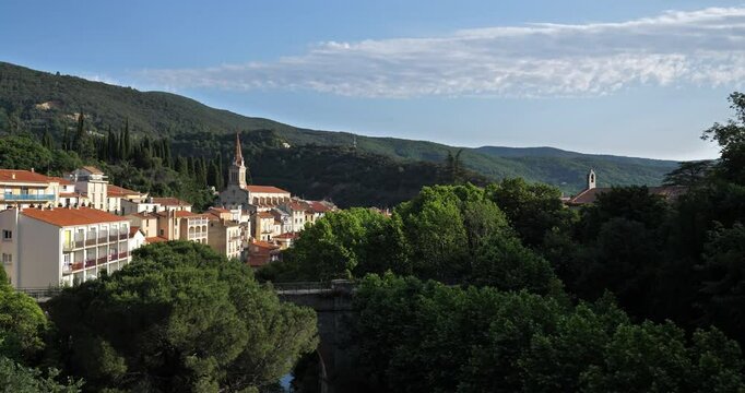 Amelie les Bains,  Pyrenees Orientales,Occitania, France.  The church Saint Quentin.