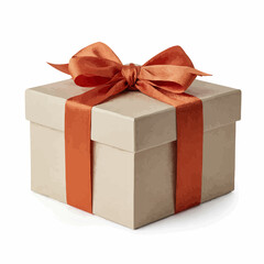 Gift box with orange ribbon isolated on white background  