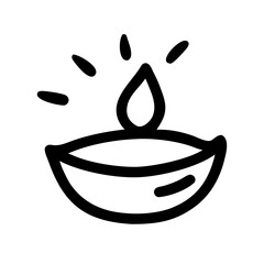 Hand-Drawn Diya Illustration A Glowing Symbol of Light, Hope, and Festivity