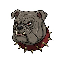 Growling Bulldog Head Cartoon Vector