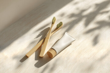 Bamboo Toothbrush and Toothpaste Tube