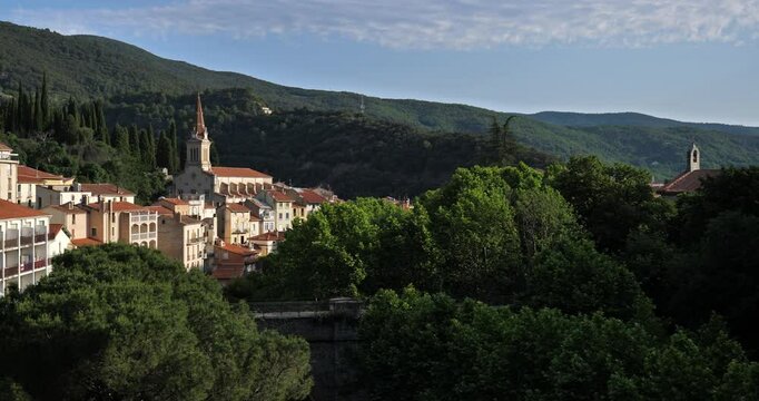 Amelie les Bains,  Pyrenees Orientales,Occitania, France.  The church Saint Quentin.