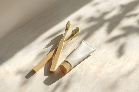Bamboo Toothbrush and Toothpaste Tube