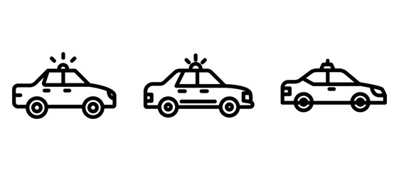 Naklejka premium police-car outline or line icon design bundle.