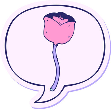 Naklejki cartoon rose with speech bubble sticker in bright neon color