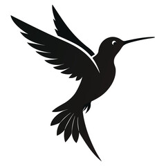 Adobe IllustrA stylized, graphic illustration of a hummingbird in mid-flight. The bird is depicted in a bold, linework style, with strong black outlines and solid black fill for the body aator Artwork