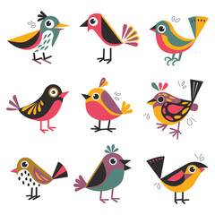 Obraz premium Bird illustration set, detailed colorful vector designs isolated on white background for artistic use