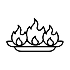 Five-Flame Clay Diya Tray Traditional Indian Festive Decoration, Spiritual Symbol, Line Art Illustration