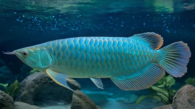arowana fish swimming under water 