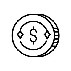 Shining Gold Coin Icon  Free Vector Illustration of a Dollar Coin with Highlights and Design Elements for Financial and Business Projects