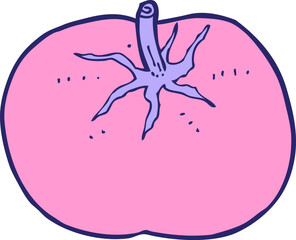 cartoon tomato in bright neon color
