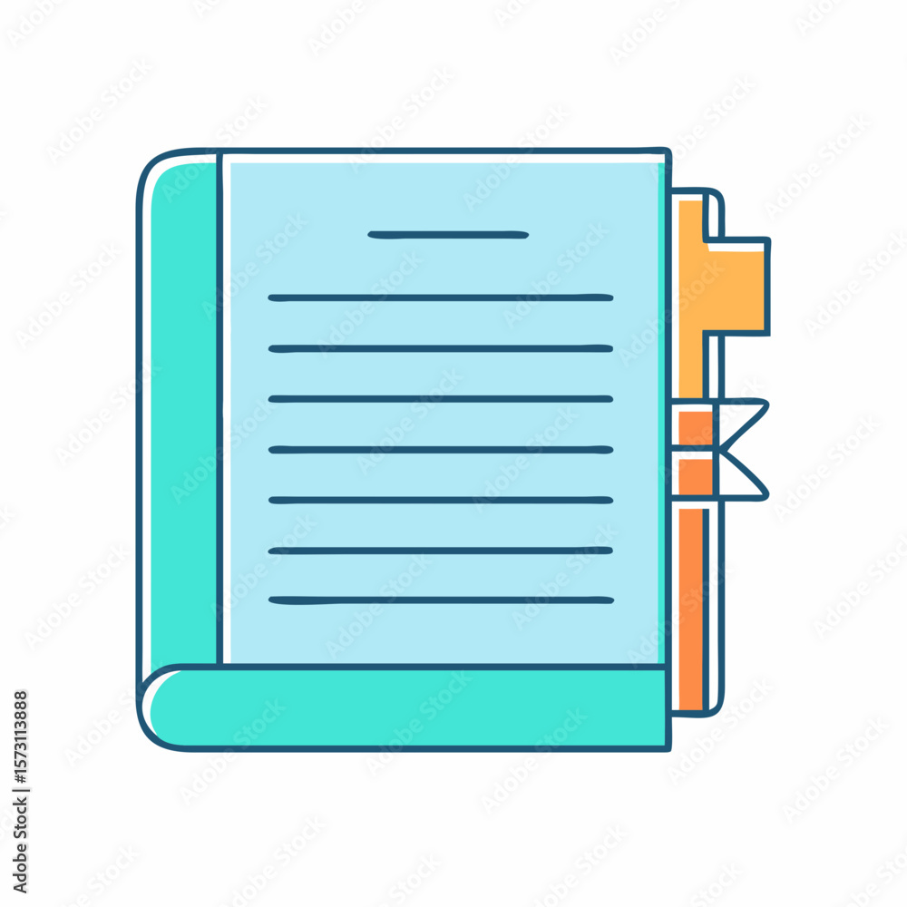 Poster stylized icon of a document with tabs and lined paper