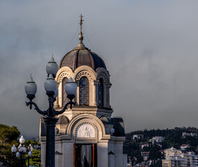 The dome of the church against the sky.