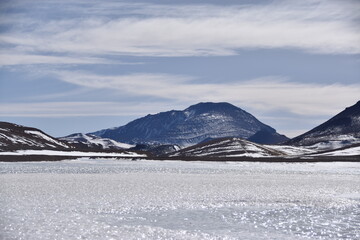 snow covered mountains in winter