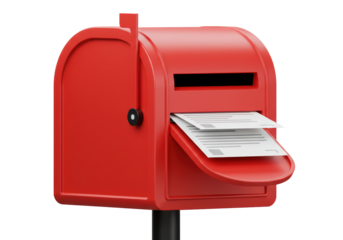 Isolated Red Mailbox with Letters Signifying Communication