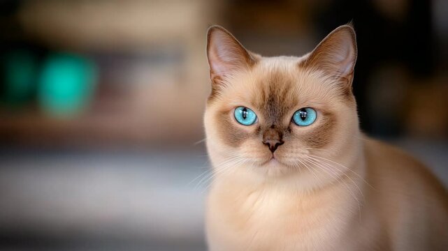 close up cute short hair cat looking at camera 