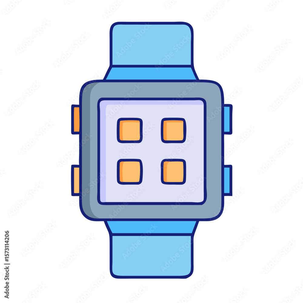 Poster modern smartwatch with a grid of app icons on display