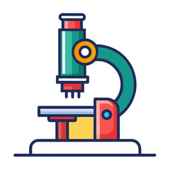 Colorful flat design microscope icon for science and education