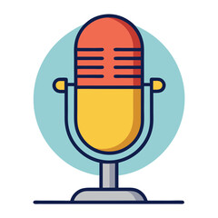 Retro microphone icon with a pastel blue circle background