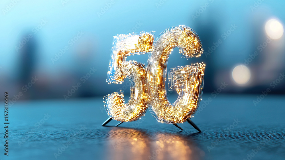 Poster dynamic visualization of 5g technology showcasing connectivity and innovation in modern urban enviro