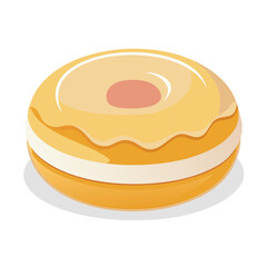 Stylized yellow donut with cream filling and pink center