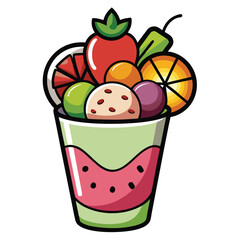 Adobe IllFalooda high-quality vector icon with different types of fruit, designed to match real-life appearance with accurate colors. Flat modern vector style with realistic proportionustrator Artwork