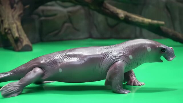 Hairless seal pup toy on a green surface
