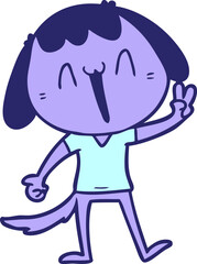 cartoon laughing dog in bright neon color